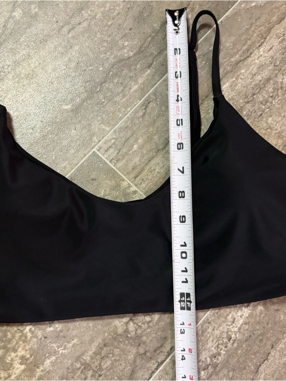 Black Minimalist Bikini Top Seamless Swim Bralette Spaghetti Strap Y2K Size L - Picture 11 of 12